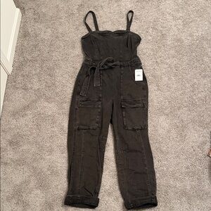Free People - Black Denim Jumpsuit with Pockets